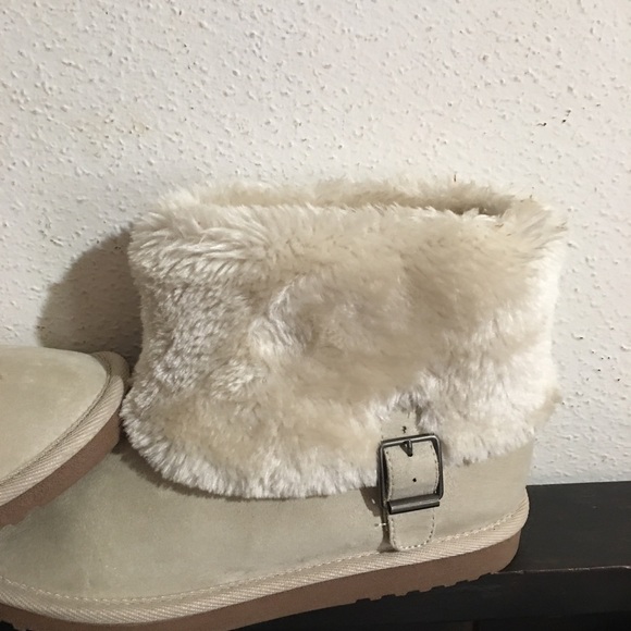 💚 BOGO Joe Boxer Cream Slip On Ankle Winter Boots: Size 7 - Picture 3 of 11